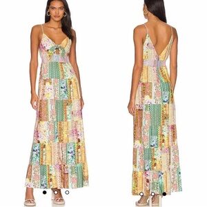 Alice + Olivia Karolina Tie Front Maxi Dress in Vintage Summer Lavender Fields